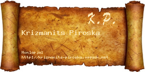 Krizmanits Piroska névjegykártya
