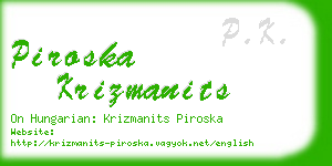 piroska krizmanits business card